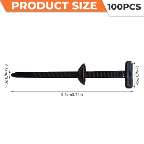 100 Piece Cable Tie Buckle Kit With Nylon Wire Ties Pin And Button Design For Bumper Retainer Clips including product dimensions