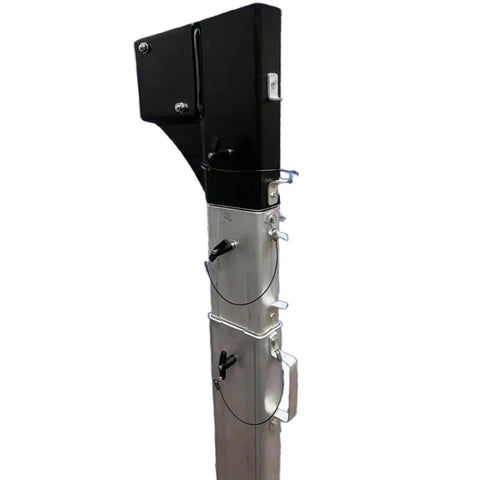 Built Damn Tough Portable Gantry Crane 1 Ton Capacity Adjustable Height Heavy Steel Hoist support structure with locking mechanisms.