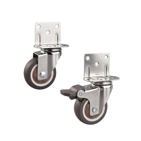8 Pack 360 Degree Lockable Swivel Caster Wheels for Light Duty Furniture with Chrome Bracket, 38mm Diameter, Side View