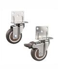 8 Pack L Bracket Side Mount Swivel Caster With Brake 2 Inch TPR Rubber Silent Furniture Wheels with mounting screws