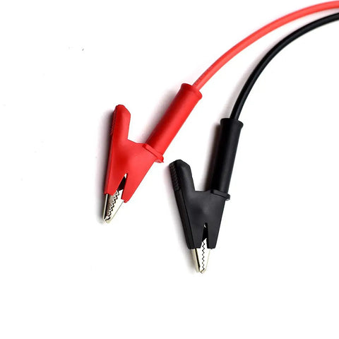 Two Pack 4mm Banana Plug To Alligator Clip Test Lead Set 14AWG Red and Black, 3 Feet Long, Shroudless Banana Plugs