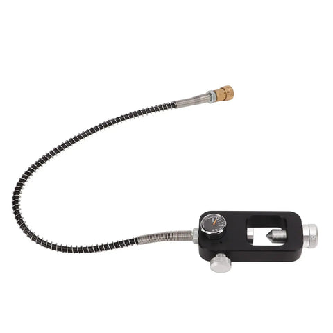 Diving Tank Refill Adapter Aluminum Alloy Valve Scuba Yoke Station With Gauge Hose, rustproof design, and portable connector visible