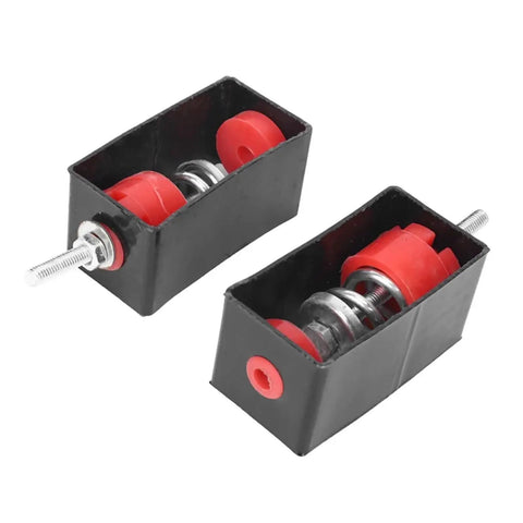 Heavy Duty Vibration Isolation Mounts With Elastomeric Hanger And Spring Vibration Isolator For Ceiling Mounted Studio And Home Theater Gear 4 Pack Bundle, black steel and red rubber mounts