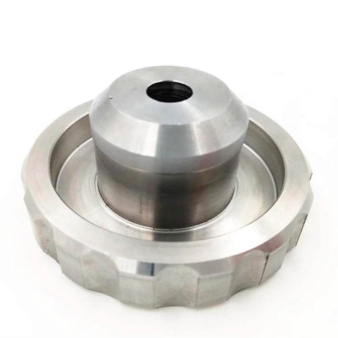 Waterjet cutting head mixing chamber nut, stainless steel, front view