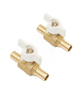 Half Inch Brass PEX Ball Valve With White T Handle Quarter Turn Shut Off Valve For Hot Or Cold Water Tubing Mini Barb Fittings
