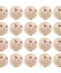 Round Wooden Smile Face Beads Set, 50 Pieces Doll Head Wood Beads, Loose Beads, Round Spacer With Hole For DIY Jewelry Making And Crafts, 14mm Diameter