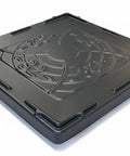 Built Rock Solid HDPE Lid For Collapsible Bulk Container Black Hefty Snap Cover, 32x30 size with textured surface.