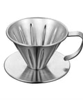 Pour Over Coffee Dripper With Stainless Steel Cone Filter, Reusable V Shaped Dripper With Handle, shown from side angle