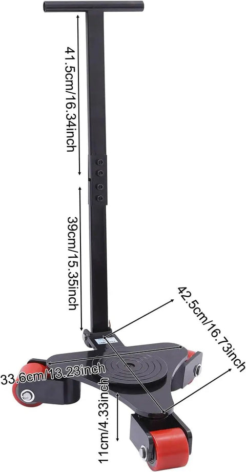 Heavy Duty Machinery Skates With Carbon Steel Frame And 360 Swivel PU Casters For Industrial Warehouse And Workshop Equipment Moving Four Thousand Four Zero Nine Pound Capacity, showcasing dimensions and details.