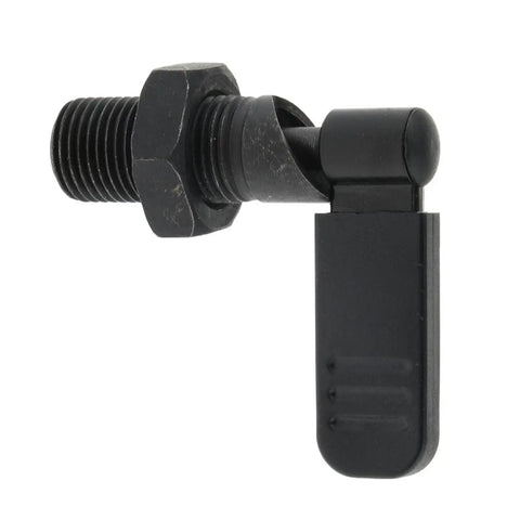 Heavy Duty Quick Release Plunger With Indexing Lock Nut Ergonomic Pull Handle Spring Loaded Latch Pin Zinc Finish, side view with black latch.