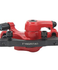 1 Pair Aluminum Alloy Mechanical Disc Brakes For Mountain Road Electric Scooter Cable Puller Kit close up of red aluminum brake caliper