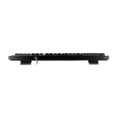 Side view of Full Size Mechanical Gaming Keyboard With Snappy Romer G Switches And Fire Multicolor Rgb Backlighting.