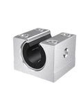 Front view of Two Pack 25mm SBR25UU Sliding Bearing Blocks for CNC Linear Guides and Slide Rails with aluminum alloy body.
