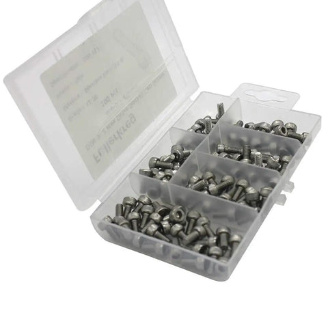 Top Shelf M3 X 8 MM Socket Head Cap Screws Built From Corrosion Resistant 188 Stainless Steel in divided storage box.