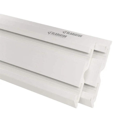 Close-up of 4 Foot GearTrack Channels For Garage Walls Beefy Heavy Duty Wall Mounts 6 Inch High Panels