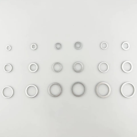 570 Piece Oil Drain Plug Gasket And Crush Washer Kit With 18 Sizes M6 Through M24 Aluminum Flat Washers For Auto And Electrical Maintenance