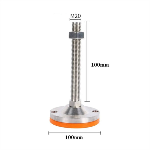 Set Of 4 Adjustable Leveling Feet With 304 Stainless Steel Heavy Duty Floor Stabilizers For Tables Chairs Shelves And Workbenches Easy Height And Angle Adjustment Rubber Cushioned Bottom, M20, 100mm