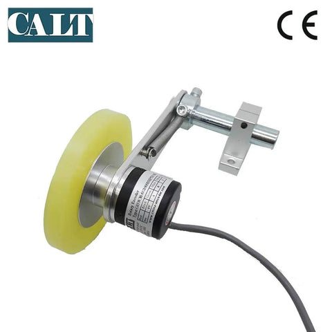 300mm Roller Rubber Wheel Length Position Meter With Pulse Rotary Encoder 600PPR Push Pull Output And Steel Mounting Bracket