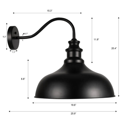 Dusk To Dawn Outdoor Barn Light 20 Inch Dome Exterior Fixture With No Fuss Auto Sensor For Porch Entryway Garage in black