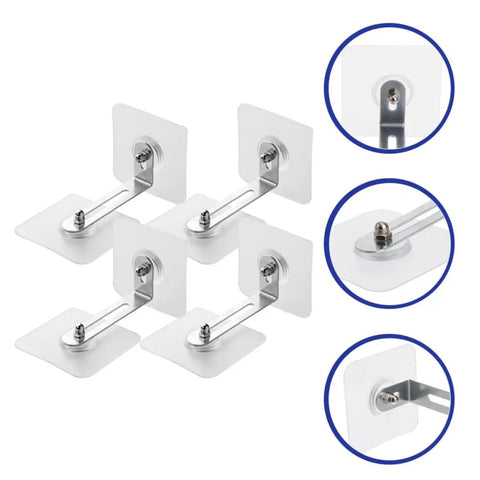 4 Piece Anti Tip Furniture Anchor Kit Punch Free Dresser Anchors With Stainless Steel And Acrylic, Easy To Install Wall Proofing For Safety, No Drill, Ideal For Dresser, Bookcase, TV Stand And Cabinets. stainless steel and acrylic wall anchor set, 4 pack
