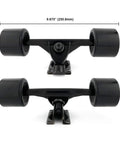 All In One Longboard Skateboard Combo Kit With 70mm Wheels, 7 Inch Aluminum Trucks (180mm Axles), dimensions shown