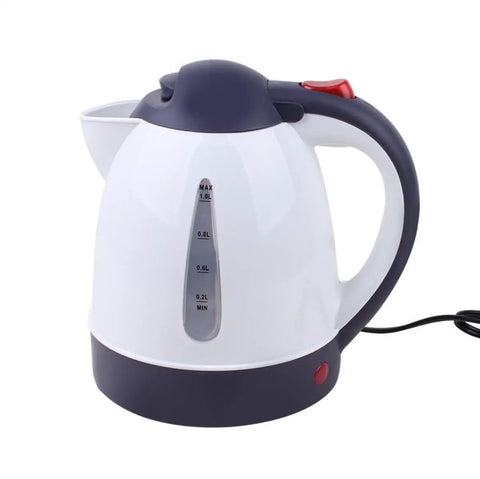 12V Car Electric Kettle With Auto Shut Off Portable Water Heater For Long Distance Runs And Weekend Getaways Direct Socket Insert side view showing compact white kettle design with 1L capacity.