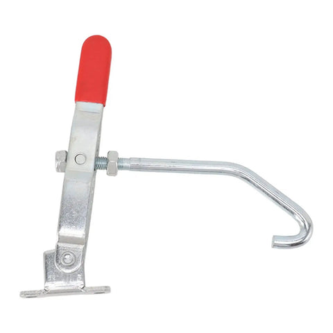 Beefy J Hook Toggle Clamp With 375LBS Holding Capacity And Adjustable Quick Release Pull Latch For Smoker Lids Woodworking Doors Gates Cases And Trunks Table Saw Stand Attachments, red handle
