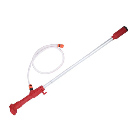 Cordless Stick Water Transfer Pump Kills Heavy Duty Draining With Zero Sweat, red handle and long aluminum body for easy use.