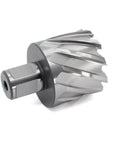 Annular cutter with Weldon shank and two flat sides, silver with fluted teeth for magnetic drill press