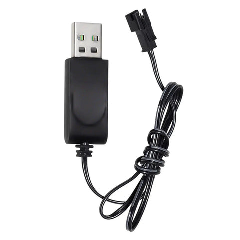 USB Charging Cable 3.7V 500mA Output SM2P for RC Cars and Drones Battery Accessory With LED shown with USB plug and LED indicator