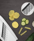 Börner Wave-Waffle XXL slicer, white; crinkle-cut and spirelli blades with zucchini and spiral-cut pieces