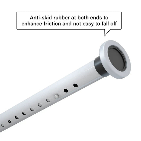 Close-up of non-slip end of Two Pack Sliding Glass Door Security Bar Adjustable White Extends 27 To 43 Inches For Extra Home Security