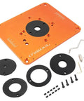 Precision Aluminum Router Table Insert Plate For Easy Inverted Router Mounting with accessories, 9-1/4 x 11-3/4 inch, orange