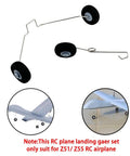 RC Airplane Landing Gear Replacement Kit With Wheel Set For Z51 Z55 Models, showing 20mm front and 13mm rear wheels