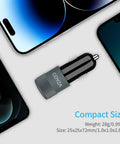 Road Ready MFi Certified Dual Port Car Charger Adapter With Snappy Coiled Cord delivers swift 4.8 Amp output, compact size, beside smartphones.
