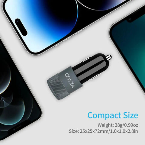 Road Ready MFi Certified Dual Port Car Charger Adapter With Snappy Coiled Cord delivers swift 4.8 Amp output, compact size, beside smartphones.