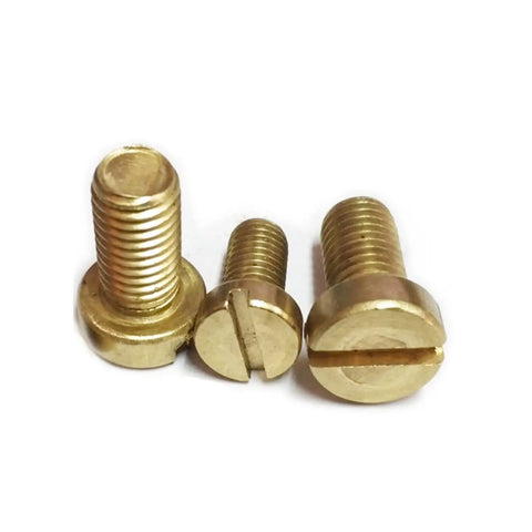 Premium Solid Brass Slotted Cheese Head Machine Screws Din84 Standard in various sizes, showcasing the smooth threading and corrosion resistance.