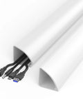 Large Corner Cable Concealer For Walls Floors And Ceilings Paintable Wire Covers with cords inside, white PVC, UL94 V0 rated