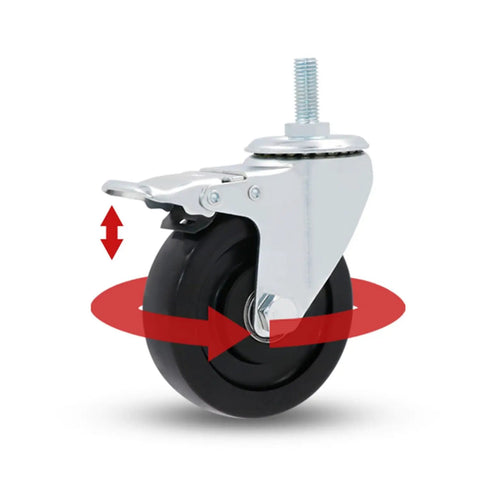 Heavy Duty Swivel Caster Wheels With Brake And Metric Threaded Stem Nylon Workbench Casters For Furniture Trolleys And Carts