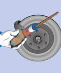 Applying Copper Paste Anti Seize Lubricant For High Temperature Applications to brake pad for smooth release, corrosion shield.