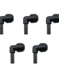 Five Pack One Quarter Inch Tubing Elbow Fittings Black 90 Degree Push To Connect Water Pipe Connectors For Water Filter And RO System