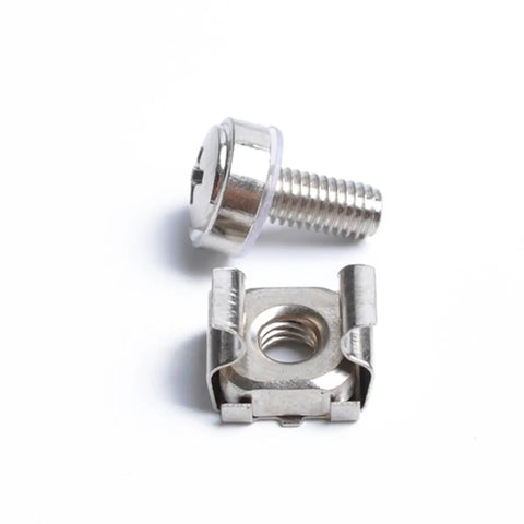 Two Sets Square Hole Cage Nuts With Mounting Screws And Washers, Nickel Plated Iron, Heavy Duty And Easy Install Kit
