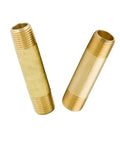 Brass Long Nipple Pipe Fitting One Eighth NPT Male To One Eighth NPT Male Six Inch Length Two Pack Durable Brass Connector For Plumbing High Temperature Service, two brass fittings
