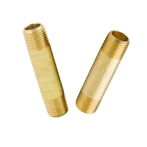 Brass Pipe Fitting Long Nipple One Half Inch NPT Male To One Half Inch NPT Male Two Inch Length Pack Of Two