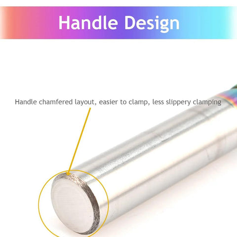 1/8 Inch Carbide Square End Mill For Aluminum And Copper, 3 Flute, DLC Coating, chamfered handle design close-up