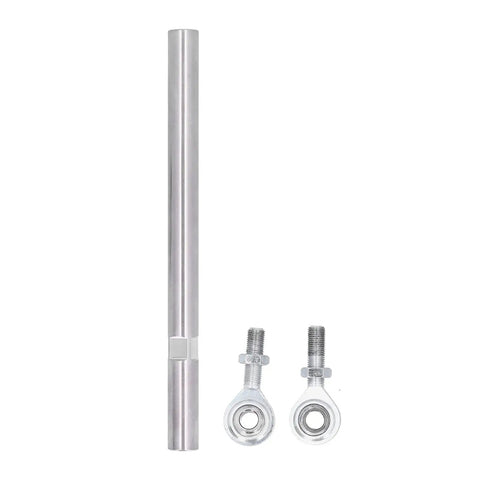 Adjustable Alternator Tension Rod And Bracket For SBC Small Block, Eight And A Half Inch Long, Three Eighths Inch Heim Joint, Center Distance Ten To Twelve Inches, Twelve Inch Tension Rod, No Fuss Fit For Chevy, stainless steel rod and Heim joints