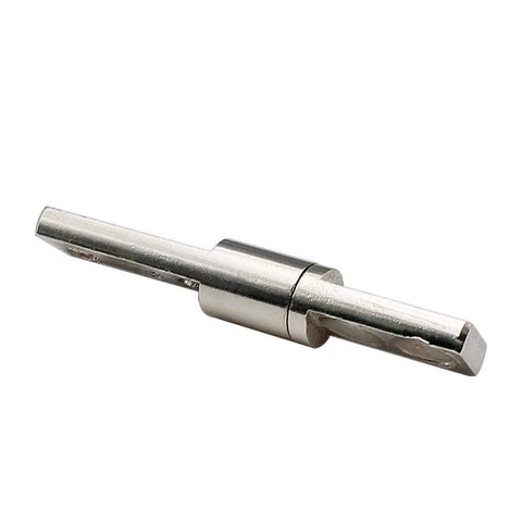 One-piece stop hinge damper shaft with a straight damping rod, chrome finish