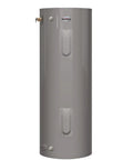 Tall 40 Gallon Electric Water Heater Delivering 240 Volts And 4500 Watts Of Fast Heat With Side Temperature Pressure Relief Valve Optimized For Mobile Homes Presented In Tough Gray Finish.