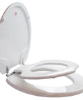 Elongated Toilet Seat For Adults And Kids With Chromed Metal Hinges White Kid Friendly Safe Toddler Ring That Never Pulls Off