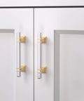 12 Pack Two Tone Cabinet Pulls With 3 Inch Hole Centers Brushed Nickel And Gold Zinc Alloy Square Tube Handles on cabinets